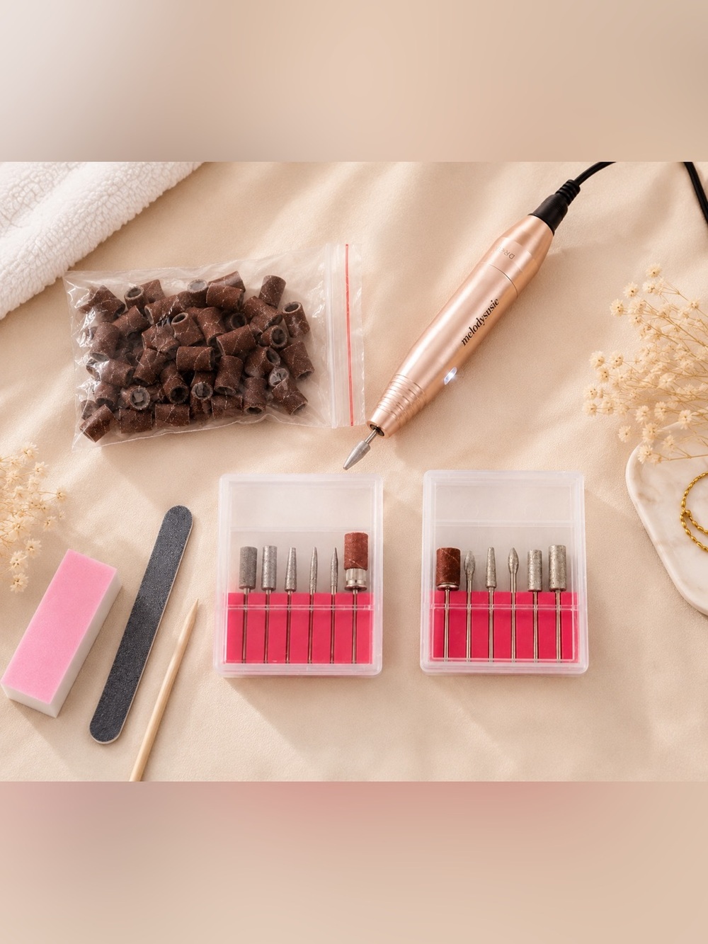 ✨ MelodySusie Portable Nail Drill Kit Rose Gold Manicure Tool EUC Pink